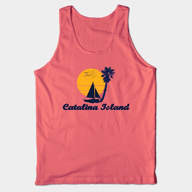 Catalina Island California. Sunset Palm Tree Sailor Bot Summer Design Tank Top by FromHamburg